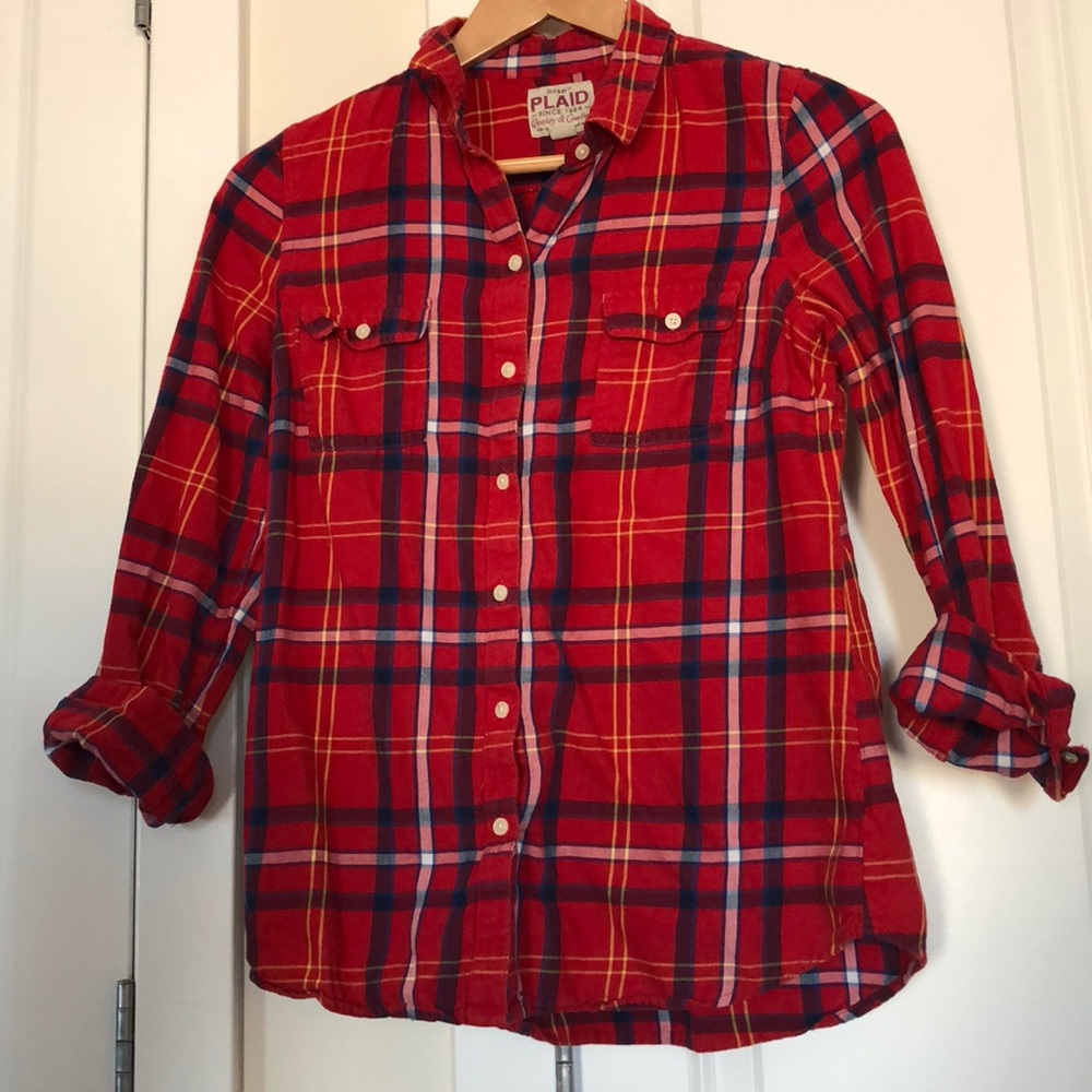 Old Navy Plaid Flannel Red Sz Small